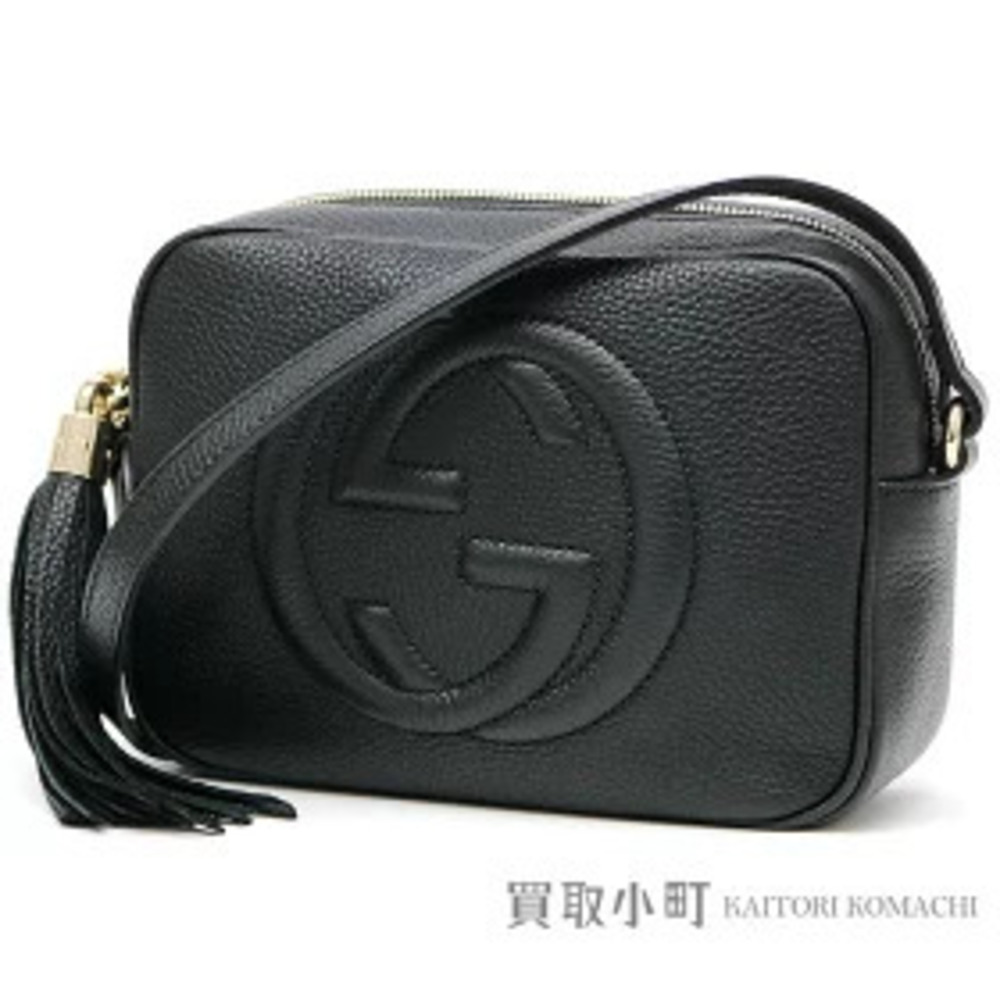 Gucci Soho Black Leather Disco Bag Tassel Charm Interlocking GG Crossbody
